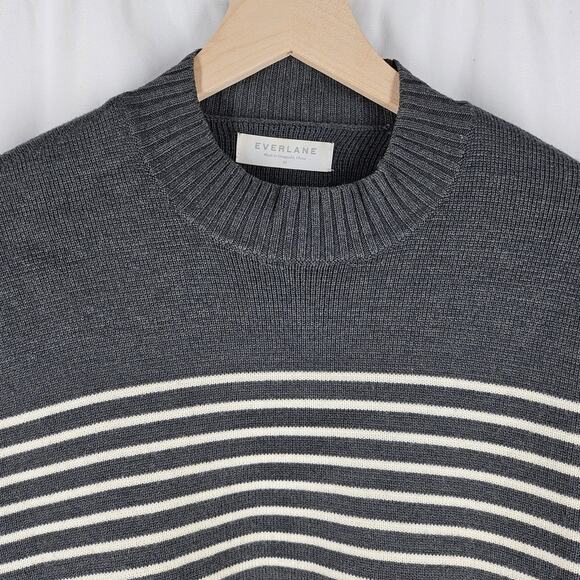 EVERLANE Marino Wool Striped Pullover Sweater Women's Size M - Picture 3 of 10